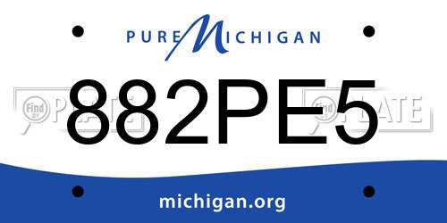 882PE5 Michigan License Plate