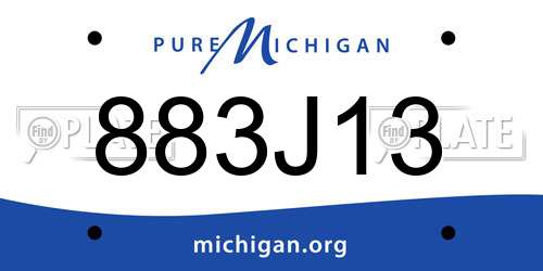 883J13 Michigan License Plate