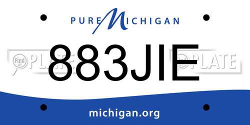 883JIE Michigan License Plate