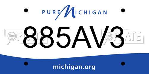 885AV3 Michigan License Plate