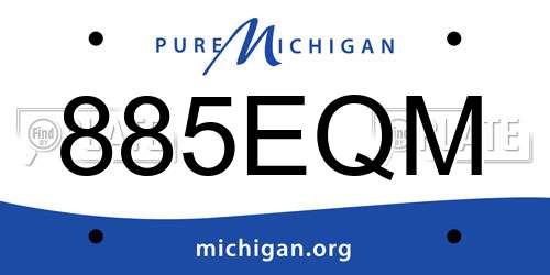 885EQM Michigan License Plate