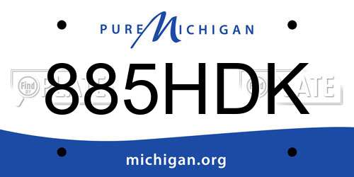 885HDK Michigan License Plate