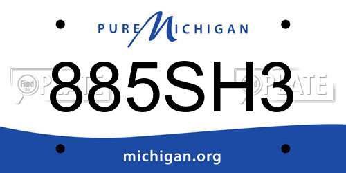 885SH3 Michigan License Plate