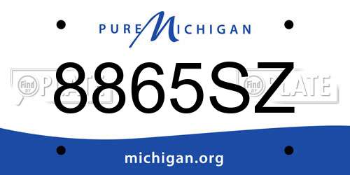 8865SZ Michigan License Plate