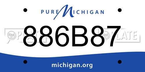 886B87 Michigan License Plate