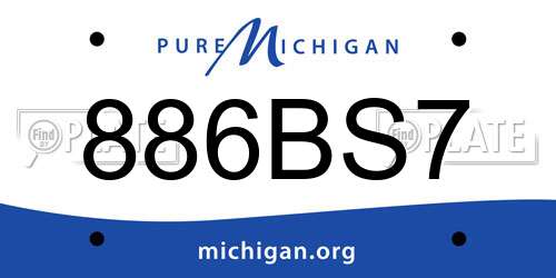 886BS7 Michigan License Plate