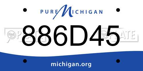886D45 Michigan License Plate