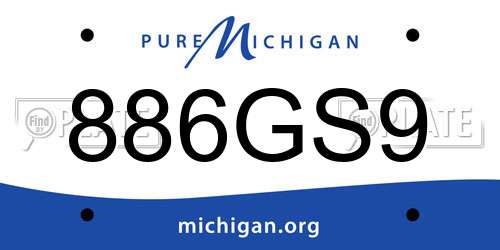 886GS9 Michigan License Plate