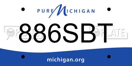 886SBT Michigan License Plate