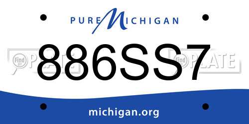 886SS7 Michigan License Plate