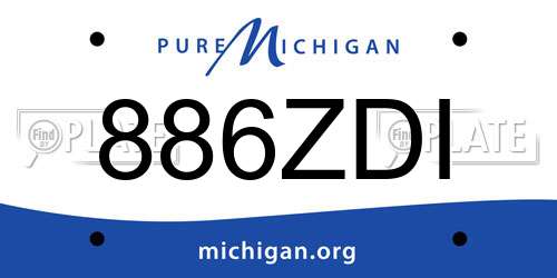 886ZDI Michigan License Plate