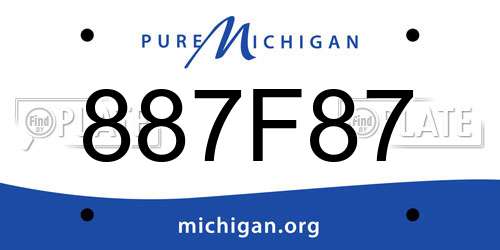 887F87 Michigan License Plate
