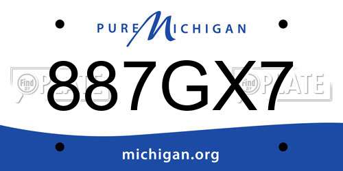 887GX7 Michigan License Plate