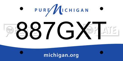 887GXT Michigan License Plate