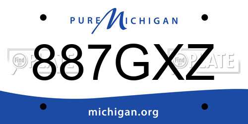 887GXZ Michigan License Plate