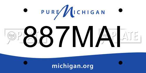887MAI Michigan License Plate