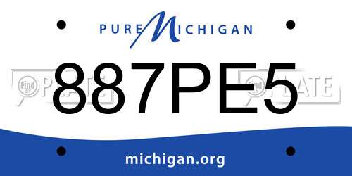 887PE5 Michigan License Plate
