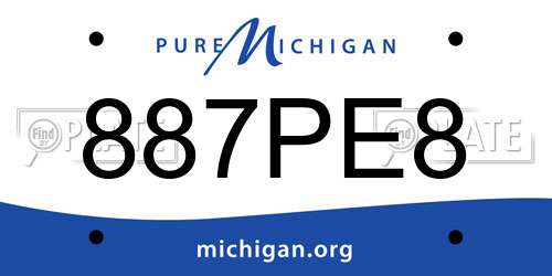 887PE8 Michigan License Plate