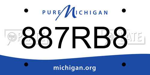 887RB8 Michigan License Plate