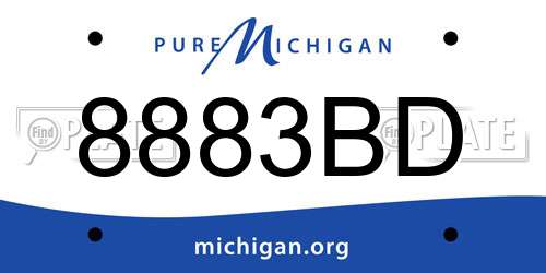 8883BD Michigan License Plate