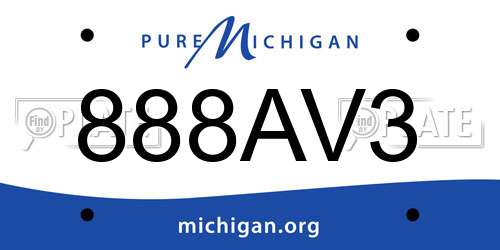 888AV3 Michigan License Plate