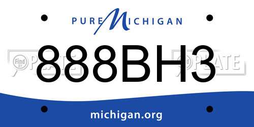888BH3 Michigan License Plate
