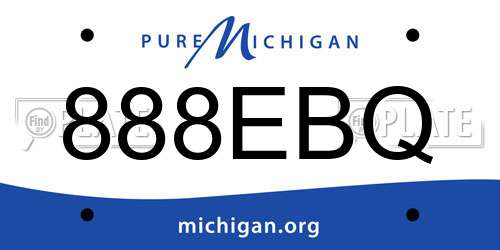 888EBQ Michigan License Plate