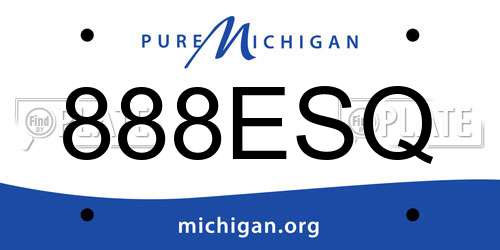 888ESQ Michigan License Plate
