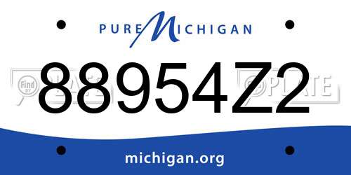 88954Z2 Michigan License Plate