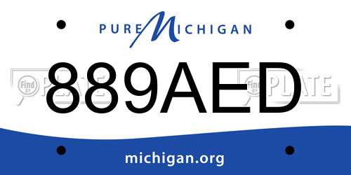 889AED Michigan License Plate