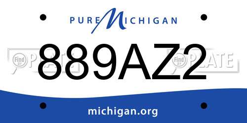 889AZ2 Michigan License Plate