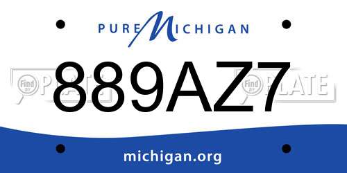 889AZ7 Michigan License Plate