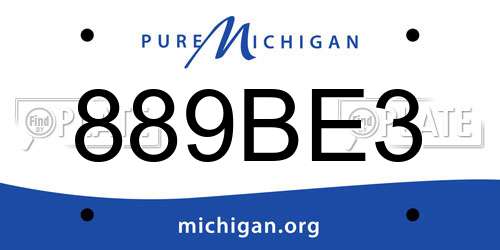 889BE3 Michigan License Plate