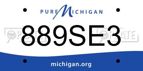 889SE3 Michigan License Plate