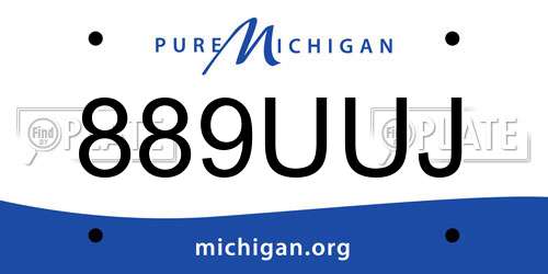 889UUJ Michigan License Plate