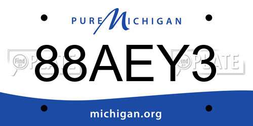 88AEY3 Michigan License Plate