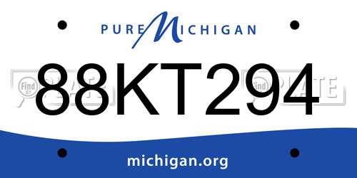 88KT294 Michigan License Plate
