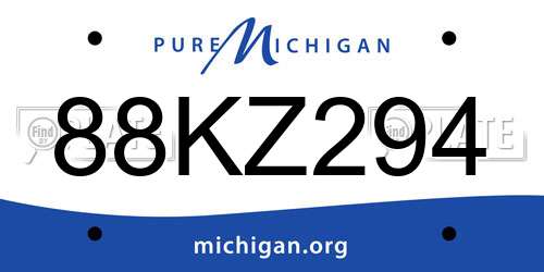 88KZ294 Michigan License Plate