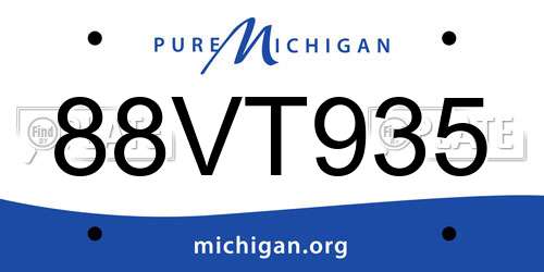 88VT935 Michigan License Plate