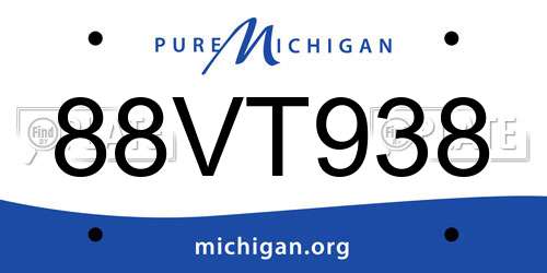 88VT938 Michigan License Plate