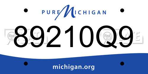 89210Q9 Michigan License Plate