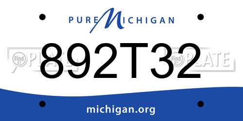 892T32 Michigan License Plate