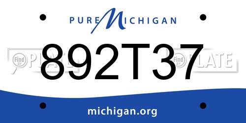 892T37 Michigan License Plate