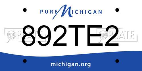 892TE2 Michigan License Plate