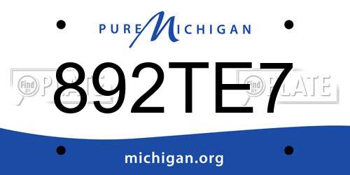 892TE7 Michigan License Plate