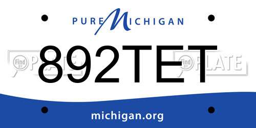 892TET Michigan License Plate