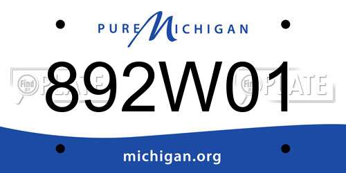 892W01 Michigan License Plate