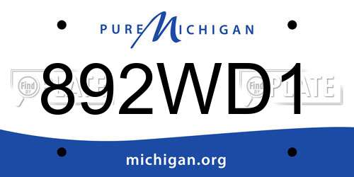 892WD1 Michigan License Plate