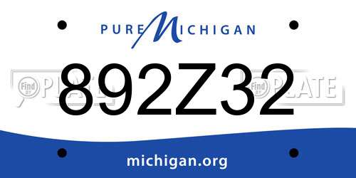 892Z32 Michigan License Plate