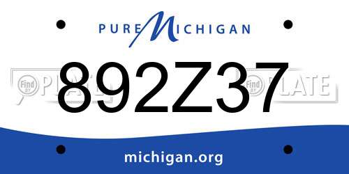 892Z37 Michigan License Plate